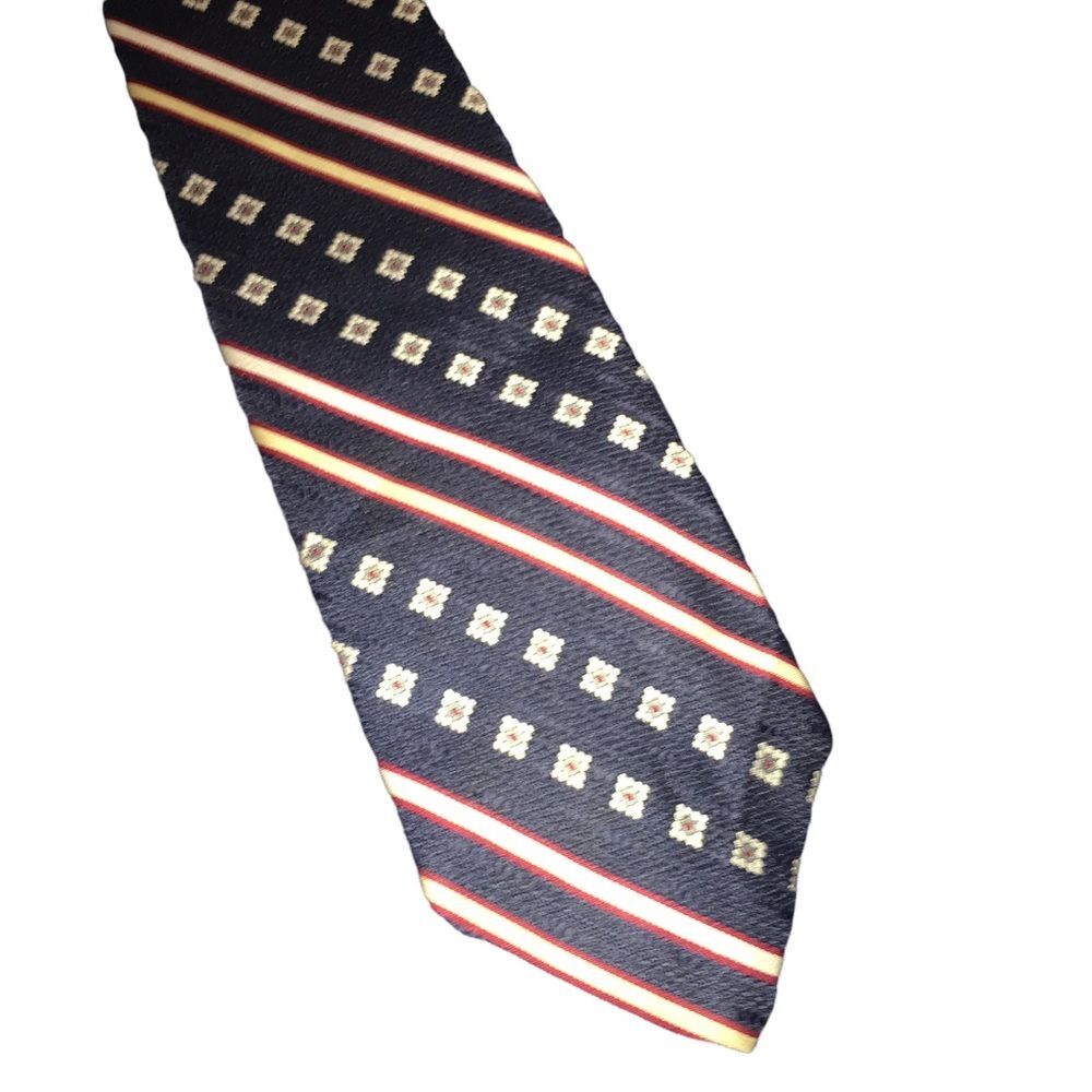 Vintage Gino Pompeii Italian Handmade Tie Wide Blue Red 1970s